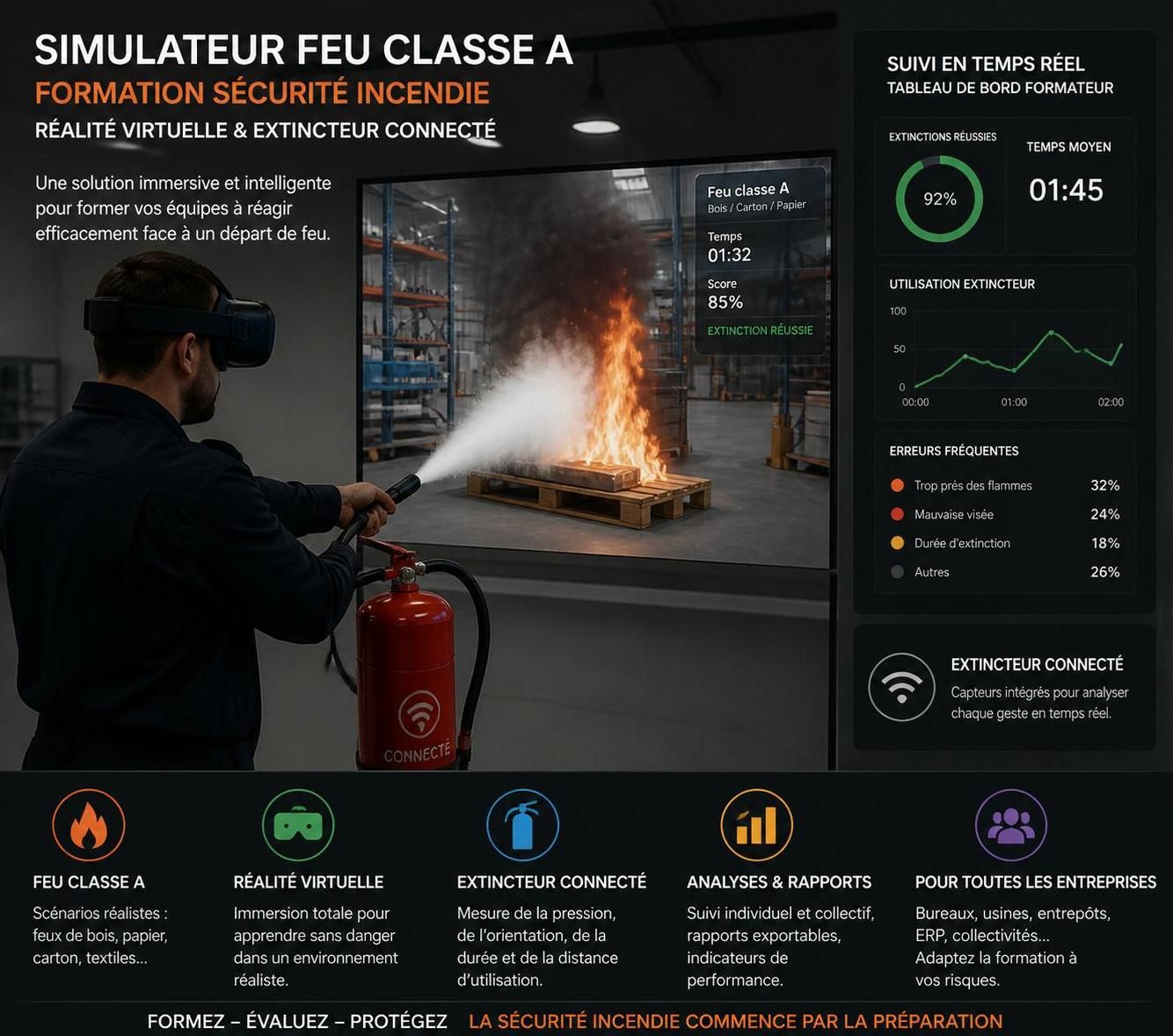 découvrez le simulateur feu classe a, un outil essentiel pour la formation à la sécurité incendie, permettant d'apprendre à maîtriser les feux de combustibles solides en toute sécurité.