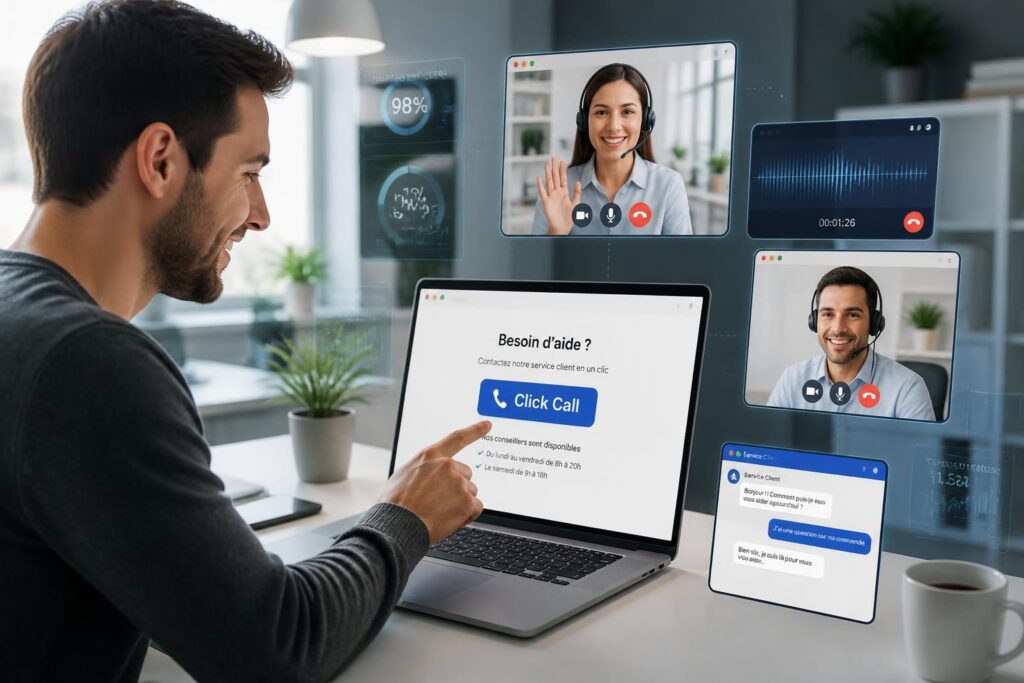 découvrez comment la fonctionnalité click to call transforme le service client en ligne en facilitant les échanges immédiats et personnalisés, améliorant ainsi la satisfaction et la fidélisation des clients.